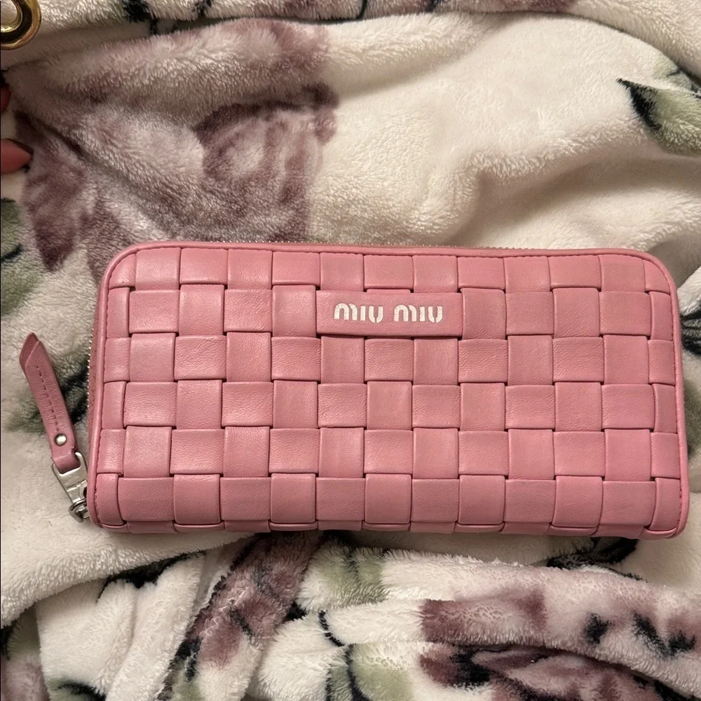 Miu Miu Pink Woven Wallet